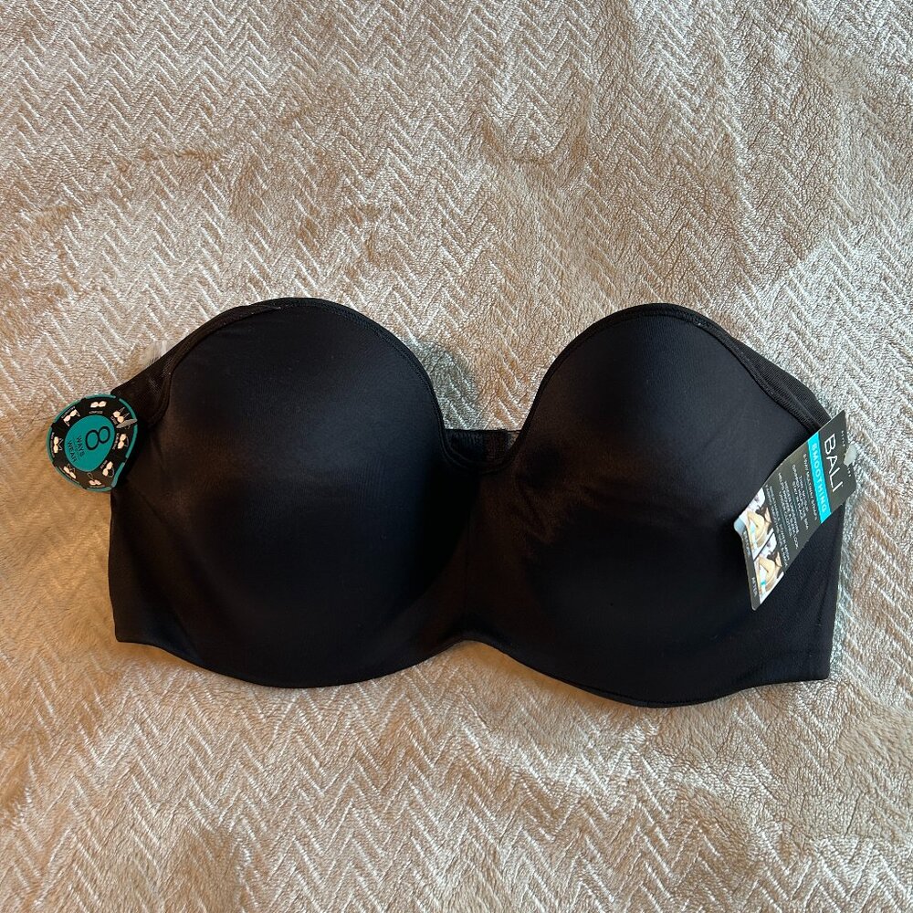Bali Bra Smoothing Underwire 8-Way Convertible Black 36D Strapless